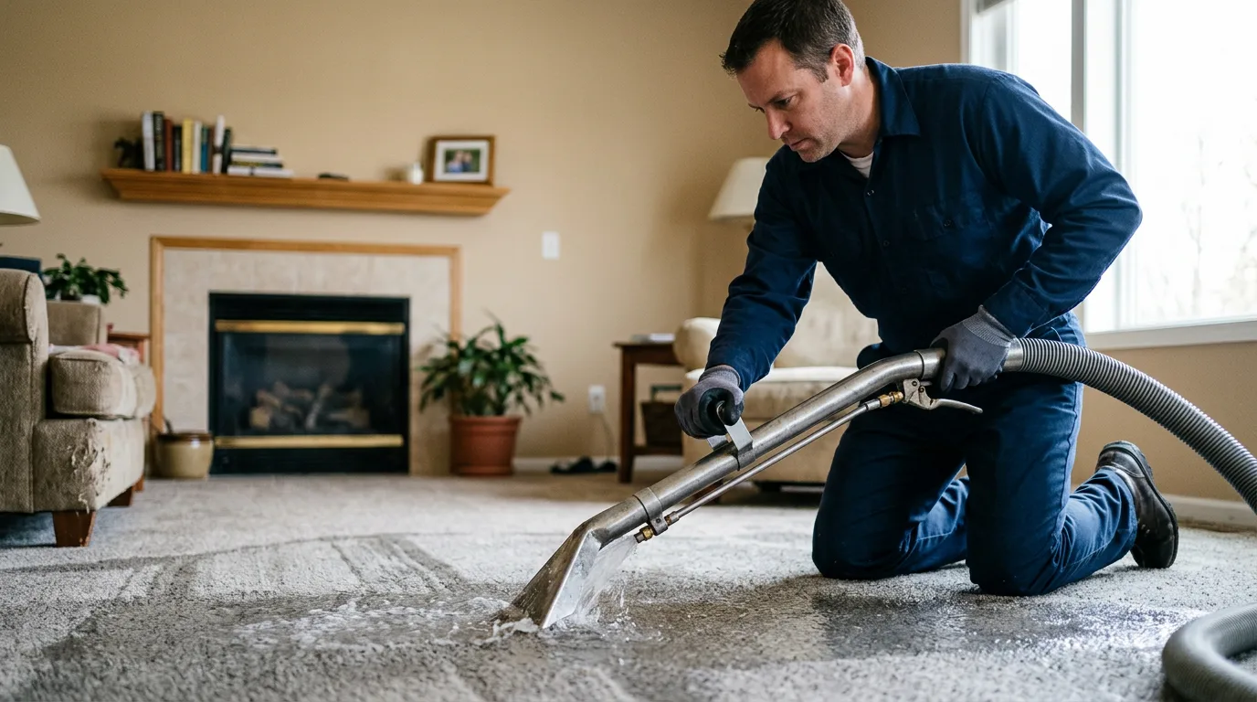 Water damage restoration technician working near Marietta, PA